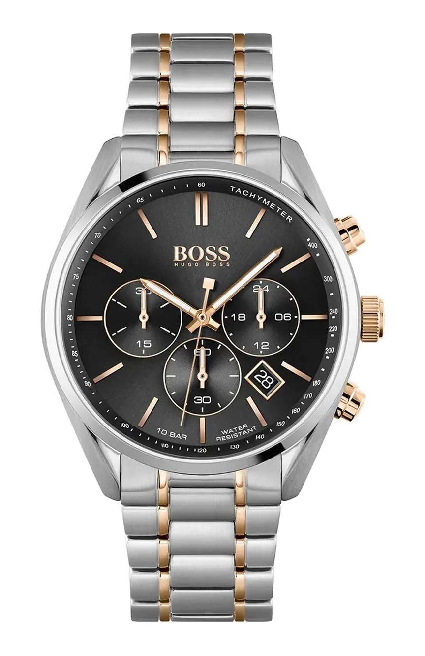 بوص ساعة يد رجالية بسوار ستانلس ستيل من بوص بتقنية الكوارتز - 1513819