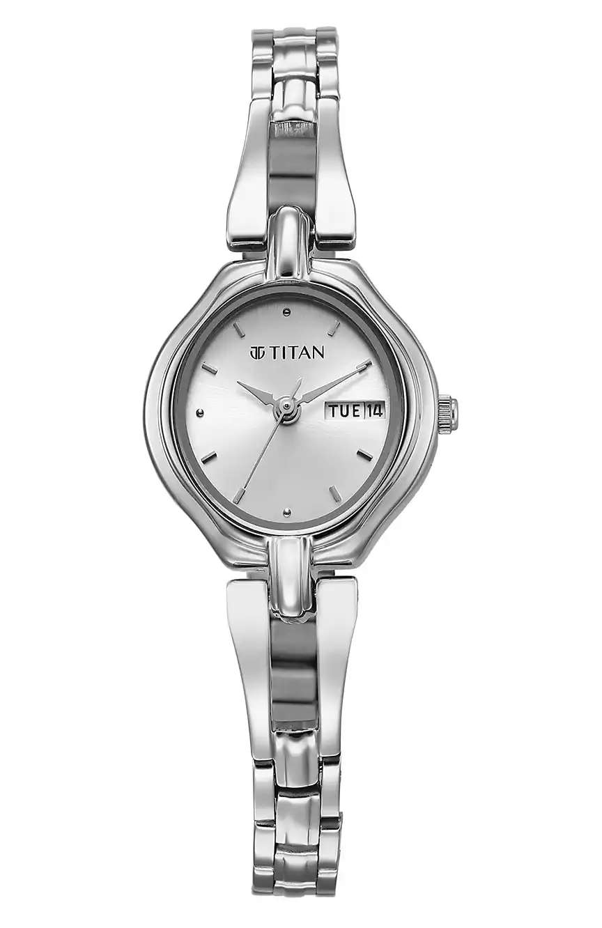 Titan Karishma Ladies Silver Round Dial Stainless Steel Strap Watch For Women