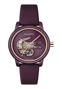 Lacoste ساعة 12.12 بميناء مستدير مقاس 38 مم وسوار جلدي للنساء