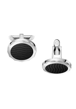 OMEGA CUFFLINKS, CERAMIC, STAINLESS STEEL