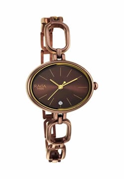 Titan Raga Viva Brown Dial Analog Metal Strap Watch for Women