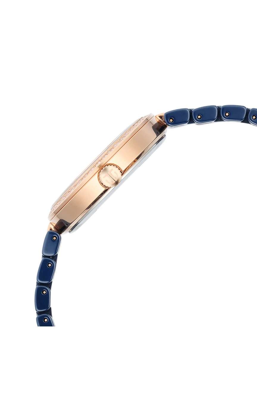 Titan Purple Ceramics Quartz Analog Mother of Pearl Dial Blue Ceramic Strap Watch For Women