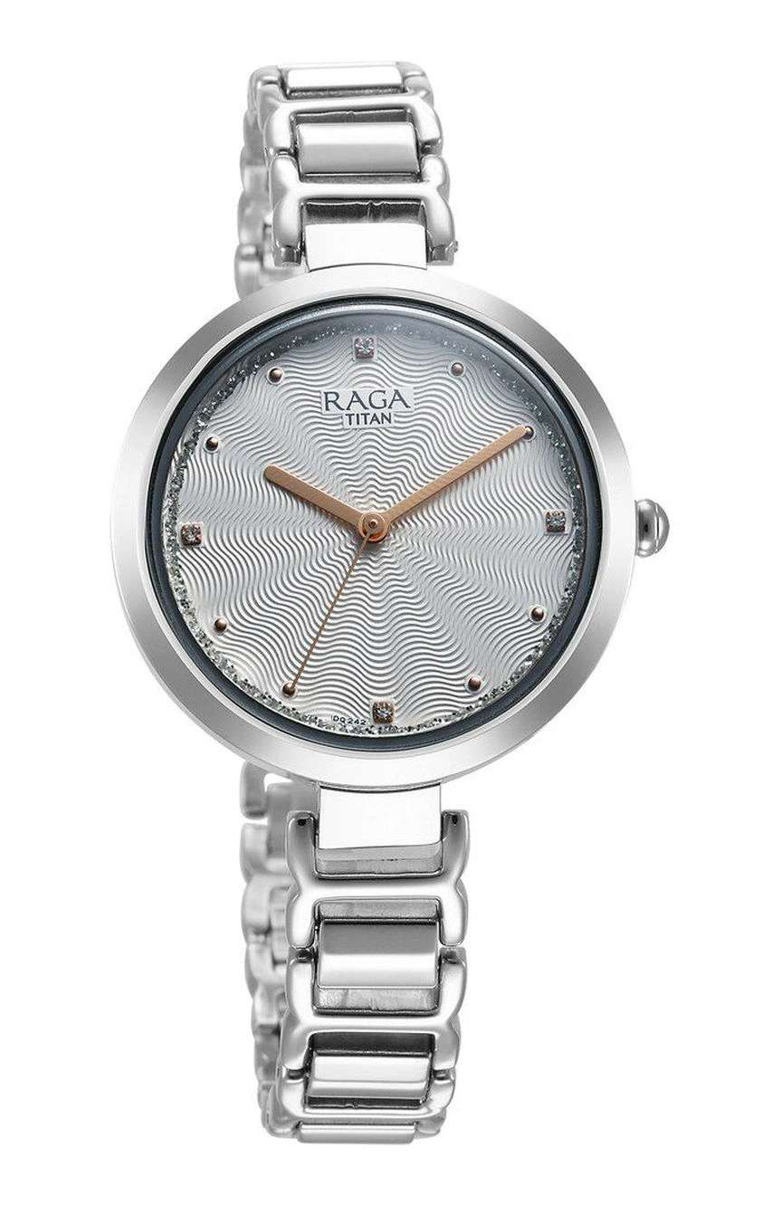Titan Raga Memoirs Quartz Analog Silver Dial With Silver Color Metal Strap Watch For Women