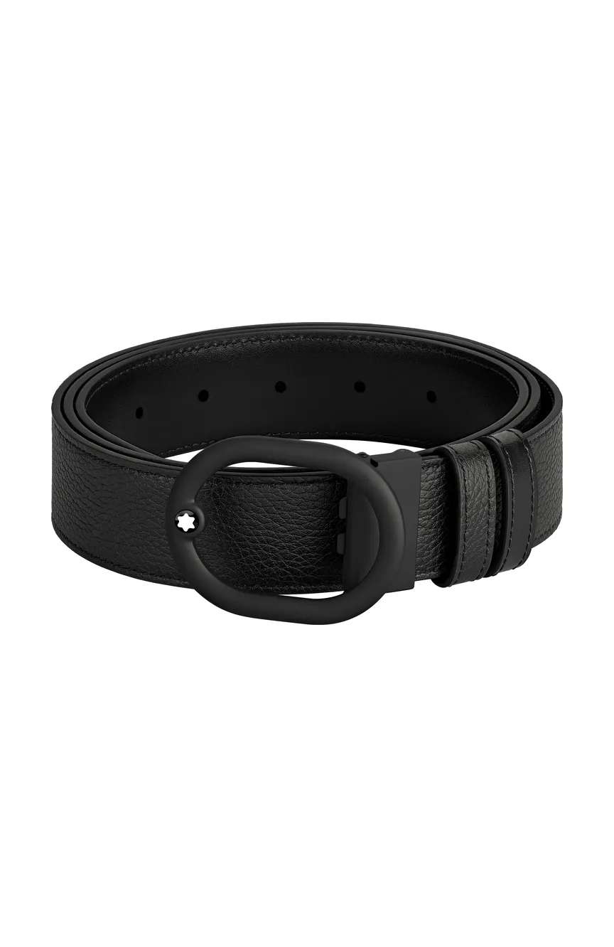 Montblanc LOvale buckle black/black 35mm reversible leather belt