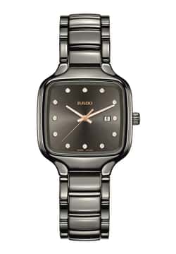 Rado ساعة يد نسائية ترو سكوير داياموندز بتقنية الكوارتز