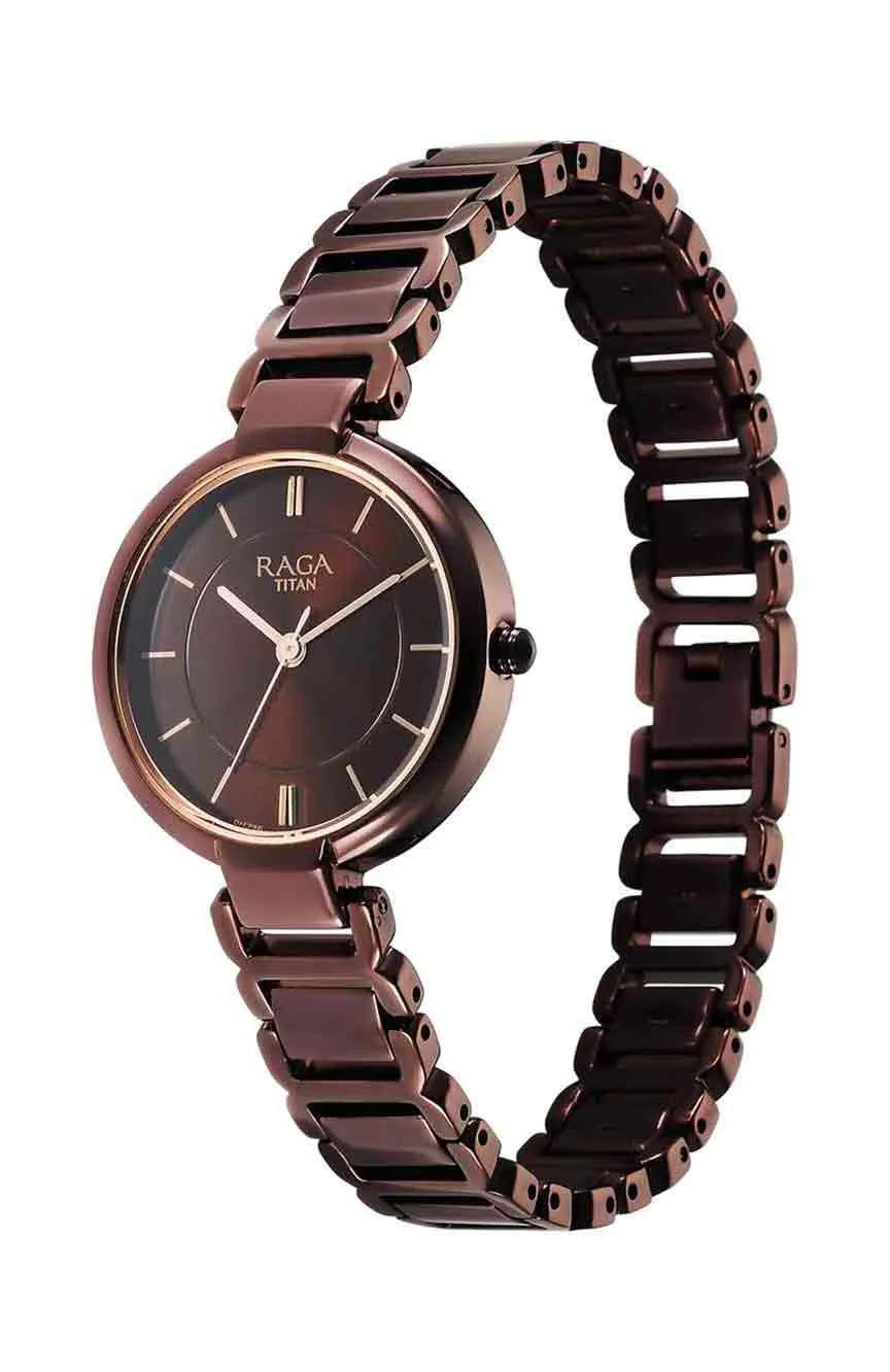 Titan Raga Women's Allure: Brown Dial with designer Metal Strap Watch