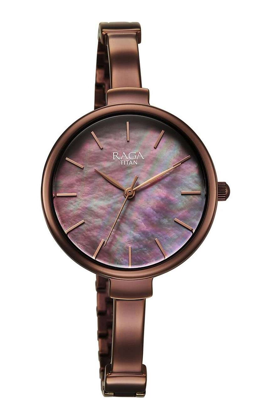 Titan Raga Showstopper Quartz Analog Brown Dial Metal Strap Watch For Women
