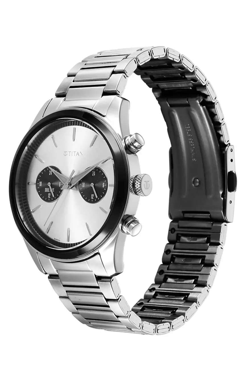 Titan Black and Gold Anthracite Dial Analog Stainless Steel Strap watch for Men