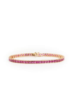 Izabel Display Square Tennis Bracelet Pink Gold