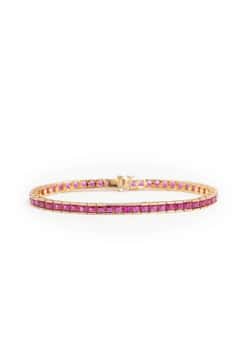 Izabel Display Square Tennis Bracelet Pink Gold