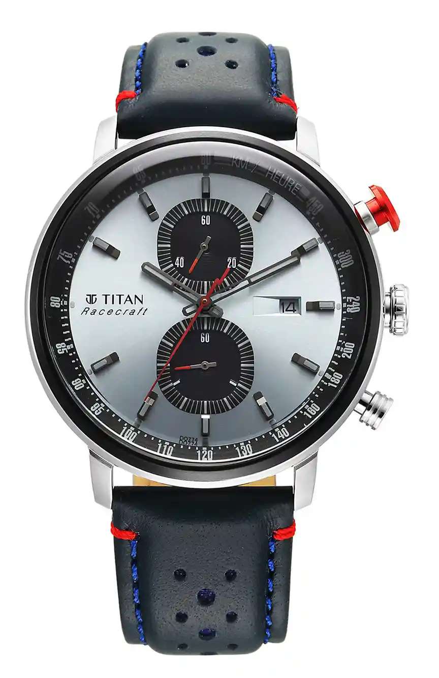 تيتان Octane Quartz Multifunction Black Dial With Black Leather Strap Watch For Men