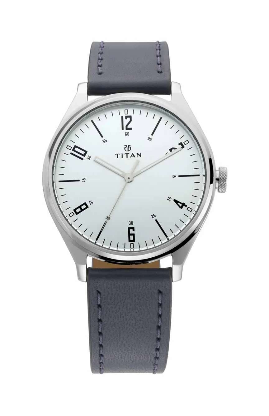 تيتان ساعة تيتان مينيماليست بسوار جلدي وعقارب متباينة للرجال