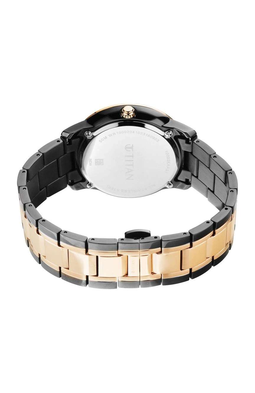 تيتان ساعة تيتان رويال كوارتز بميناء رخامي وسوار ستانلس إستيل بلونين للرجال