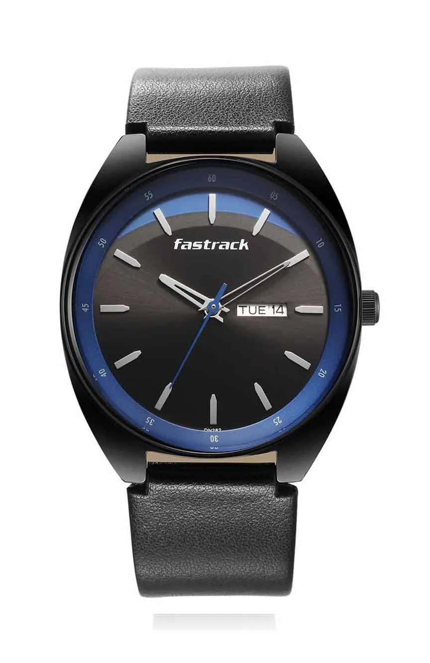 Titan Fastrack Snob X Black Dial Leather Strap Watch for Guys