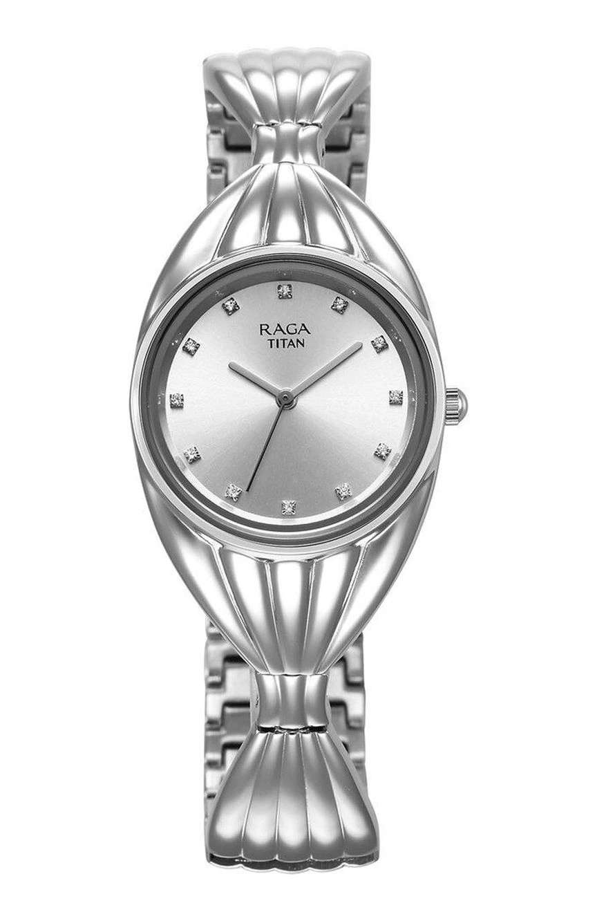 Titan Raga Memoirs Quartz Analog Silver Dial With Silver Metal Strap Watch For Women
