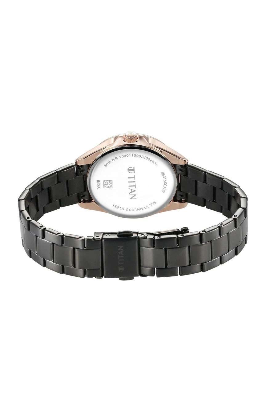 Titan Glamour Quartz Multifunction Grey Dial Grey Stainless Steel Strap Watch For Women