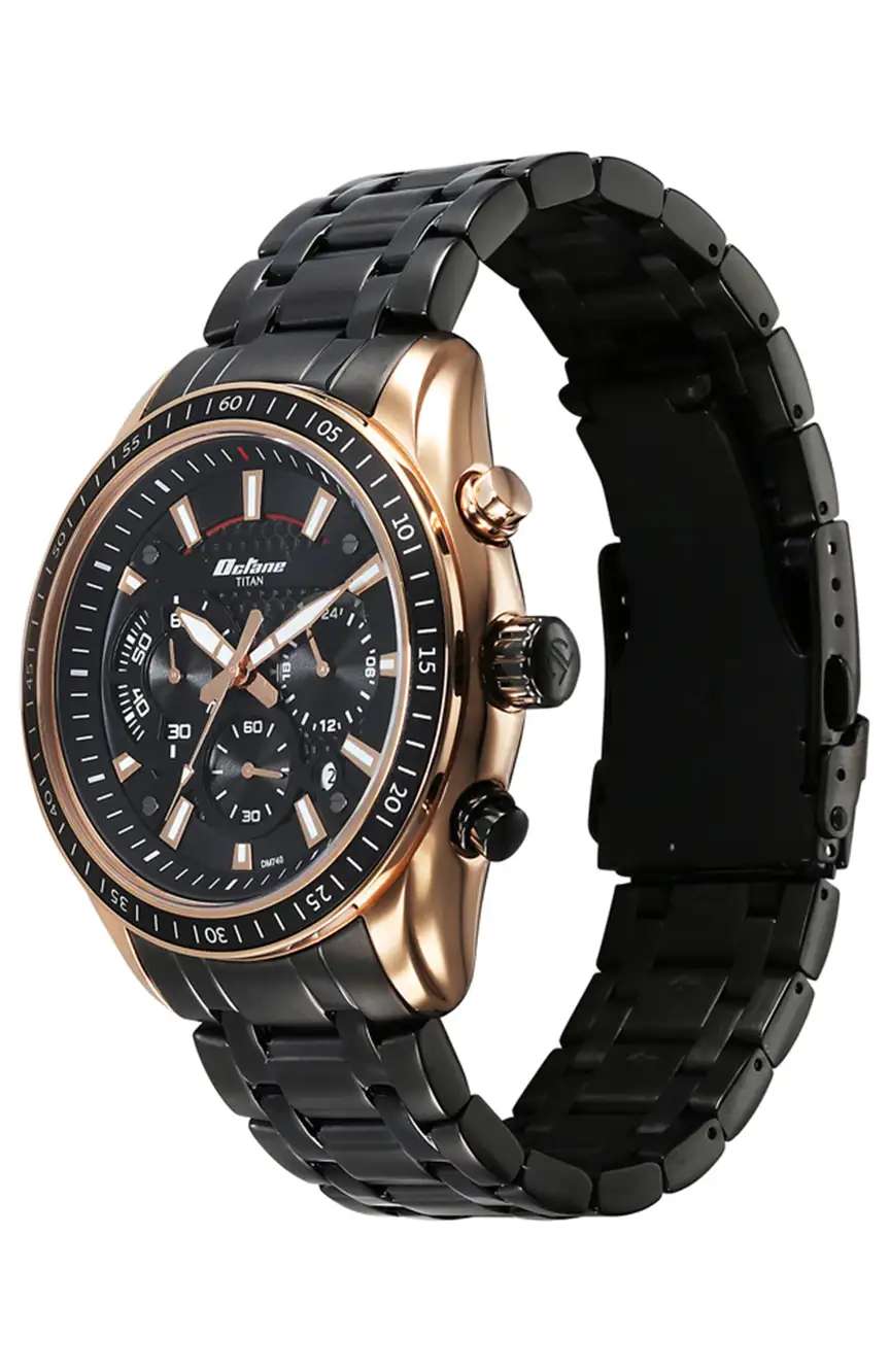 Titan Octane Sports Fashion Chronograph Steel Black Strap Watch For Men