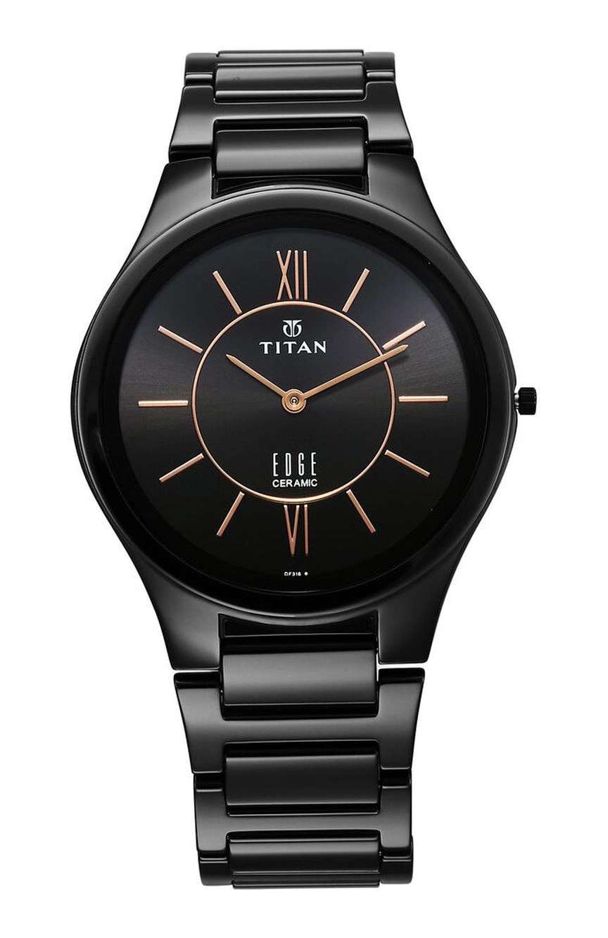 Titan Edge Ceramic Quartz in Rich Black Dial Watch for Men