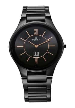 Titan Edge Ceramic Quartz in Rich Black Dial Watch for Men