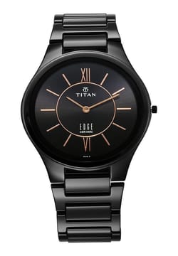 Titan Edge Ceramic Quartz in Rich Black Dial Watch for Men