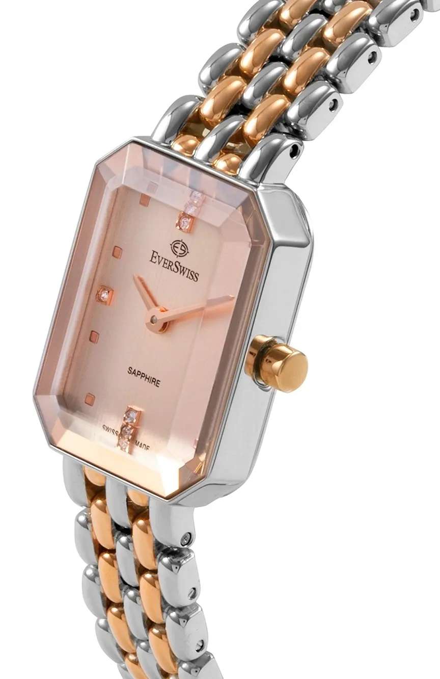 EverSwiss Ladies Silver Rose Gold Stainless Steel watch