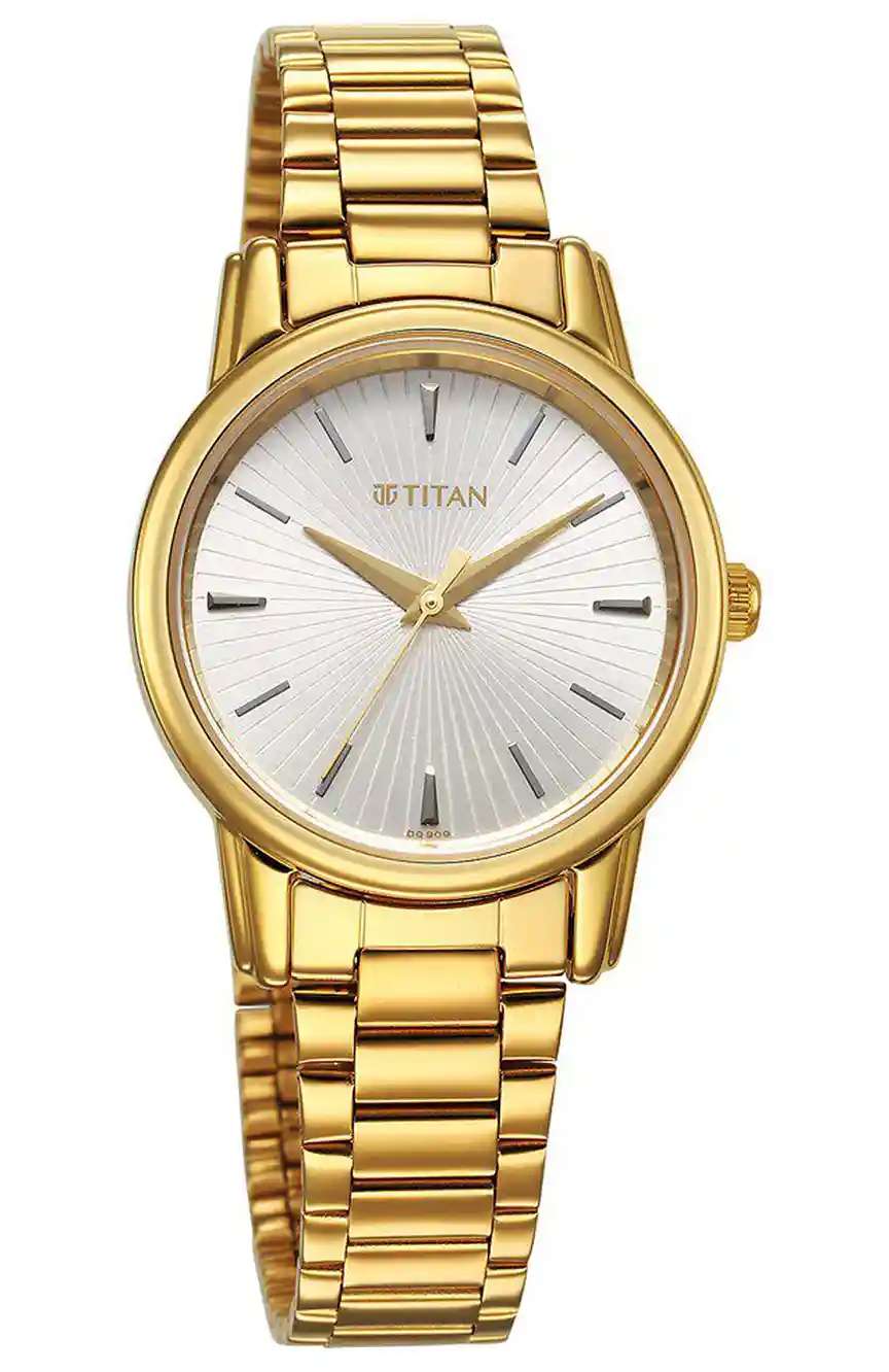 Titan Karishma Quartz Analog Silver Dial Golden Stainless Steel Strap Watch For Women