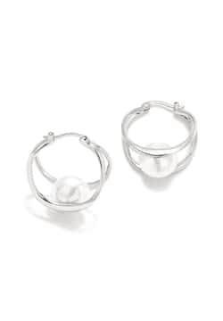 Pertegaz Double Silver Satellite And Shell Pearl Creoles