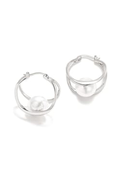 Pertegaz Double Silver Satellite And Shell Pearl Creoles