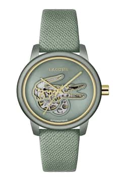 Lacoste ساعة 12.12 بميناء مستدير مقاس 38 مم وسوار جلدي للنساء