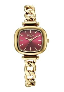 Titan Raga Showstopper Quartz Analog Maroon Dial Metal Strap Watch For Women
