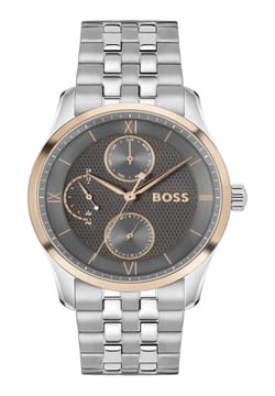 Boss ساعة بوص برينسيبل ماستر مستديرة بسوار فضي مقاس 41 مم للرجال
