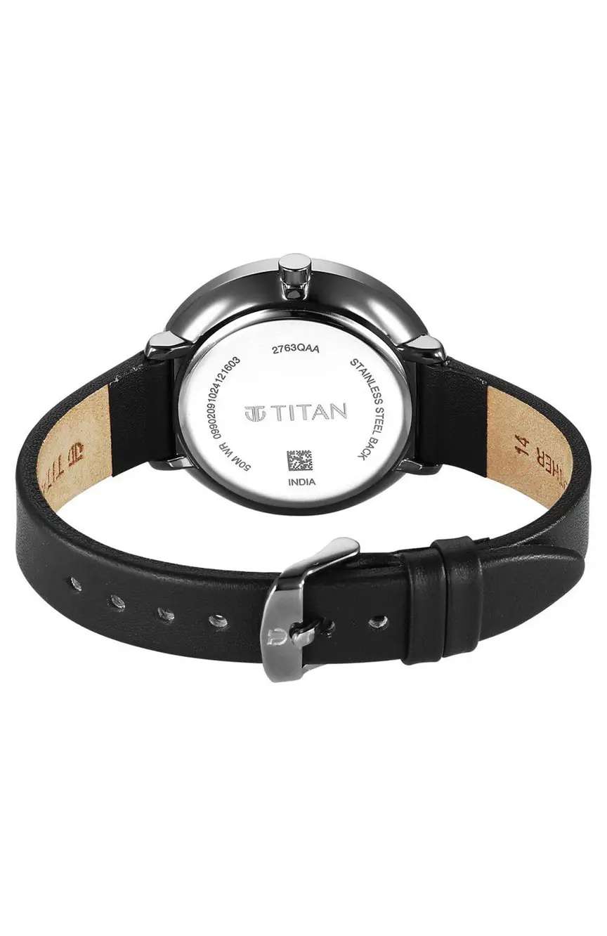 Titan Neo Quartz Analog with Day and Date Black Dial Leather Strap Watch For Women