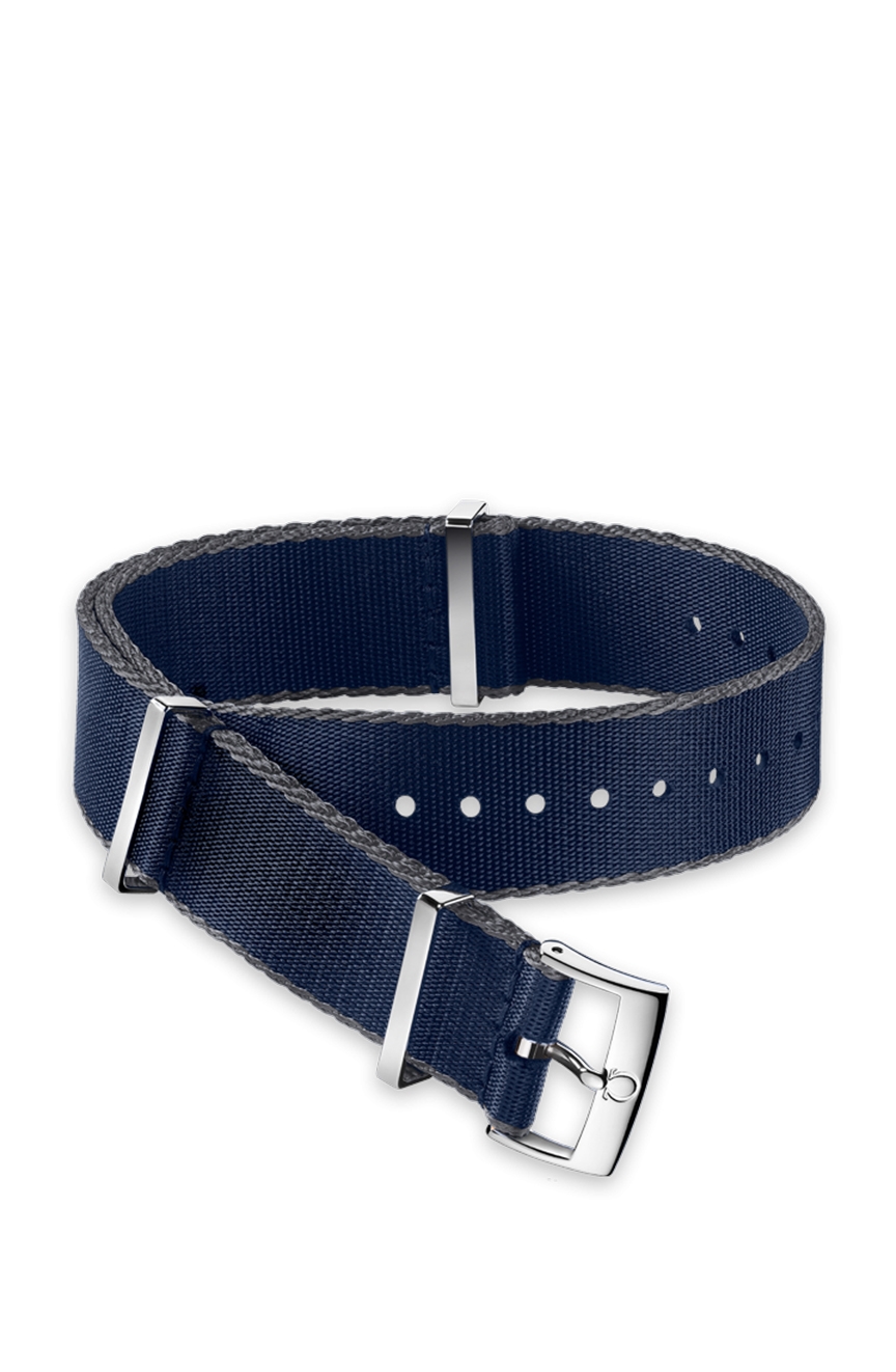 OMEGA Polyamide blue strap grey bordered Size 19 20 MM