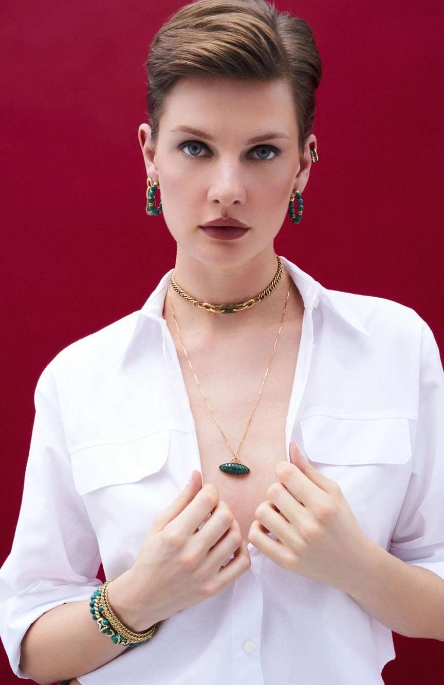 Mon Reve Green Zircon Stud Earrings