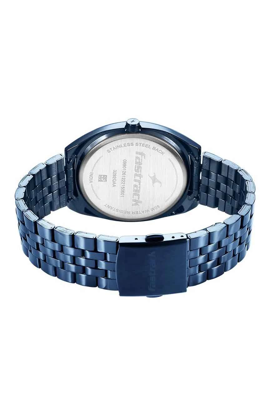 Titan Fastrack Snob X Blue Dial Metal Strap Watch for Guys