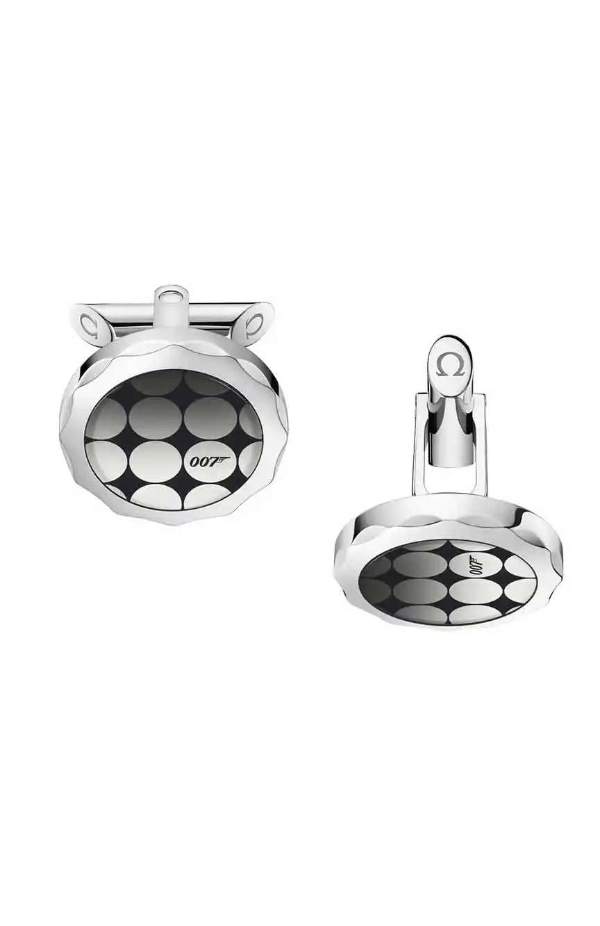 OMEGA CUFFLINKS, SAPPHIRE CRYSTAL PLATES, STAINLESS STEEL