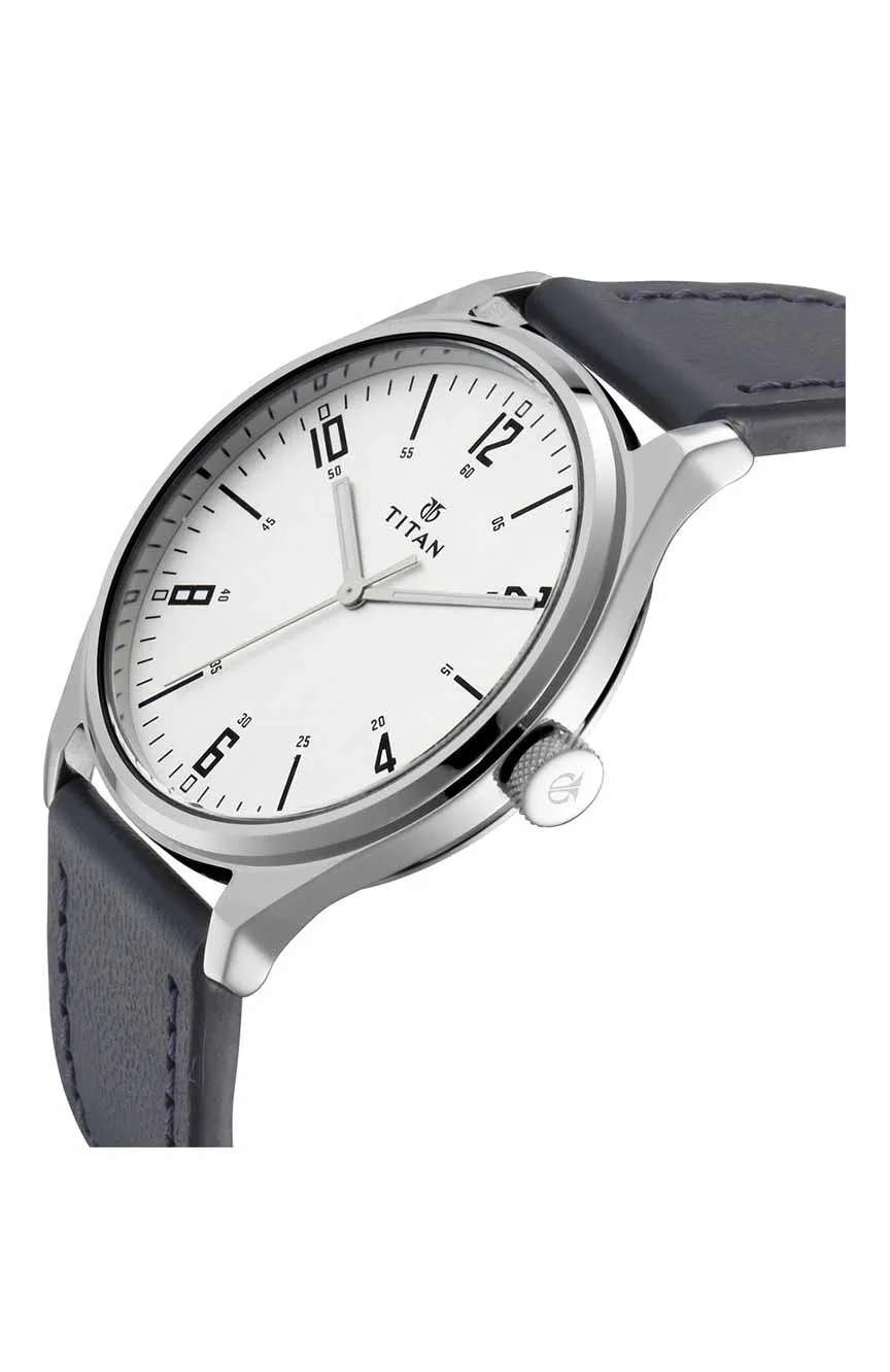 تيتان ساعة تيتان مينيماليست بسوار جلدي وعقارب متباينة للرجال
