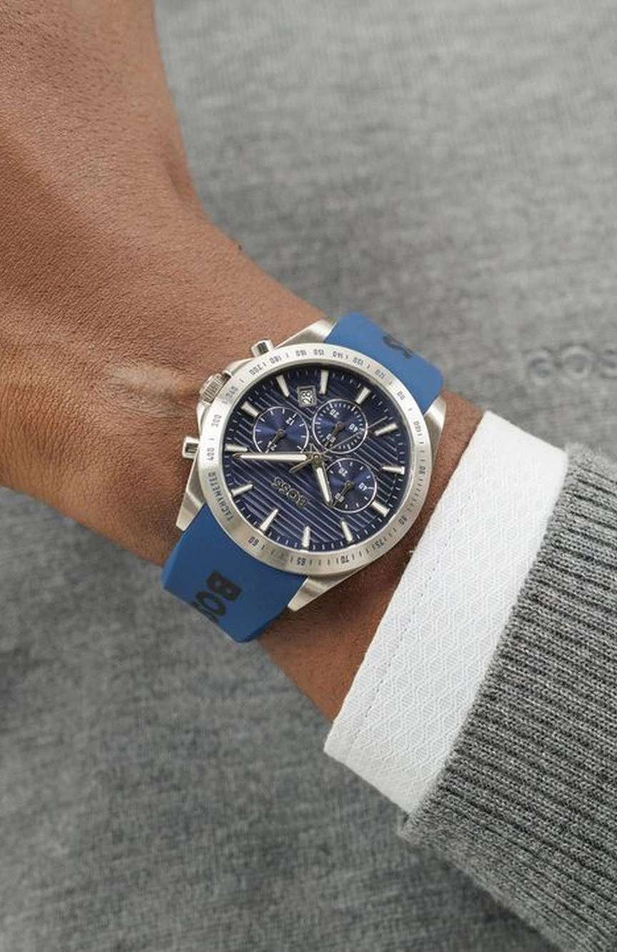 بوص ساعة بوص سترايك مستديرة بسوار سيليكون مقاس 41 مم للرجال