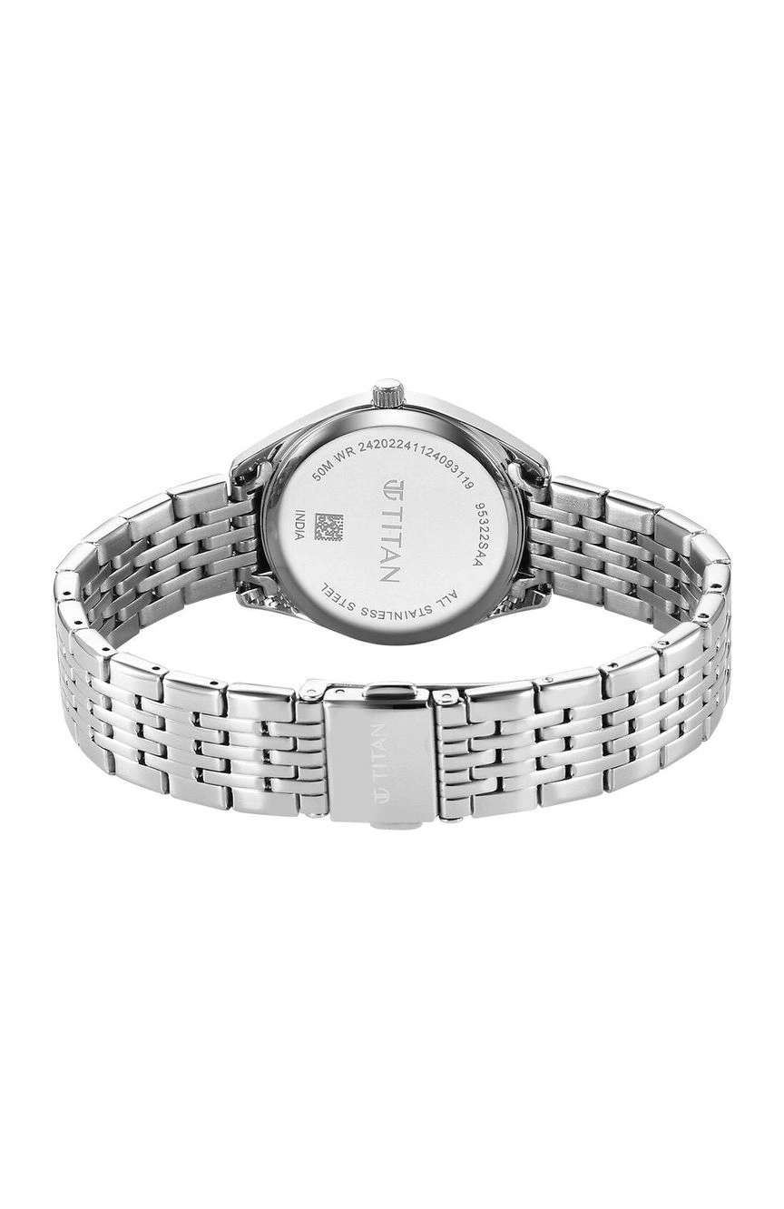 Titan Workmode Quartz Analog Green Dial Stainless Steel Strap Watch For Women