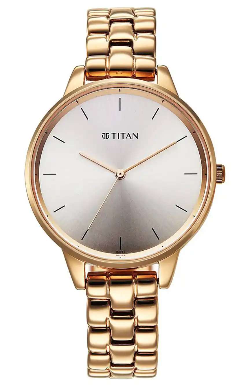 Titan Neo Quartz Analog Grey Dial Rose Gold Metal Strap Watch For Women