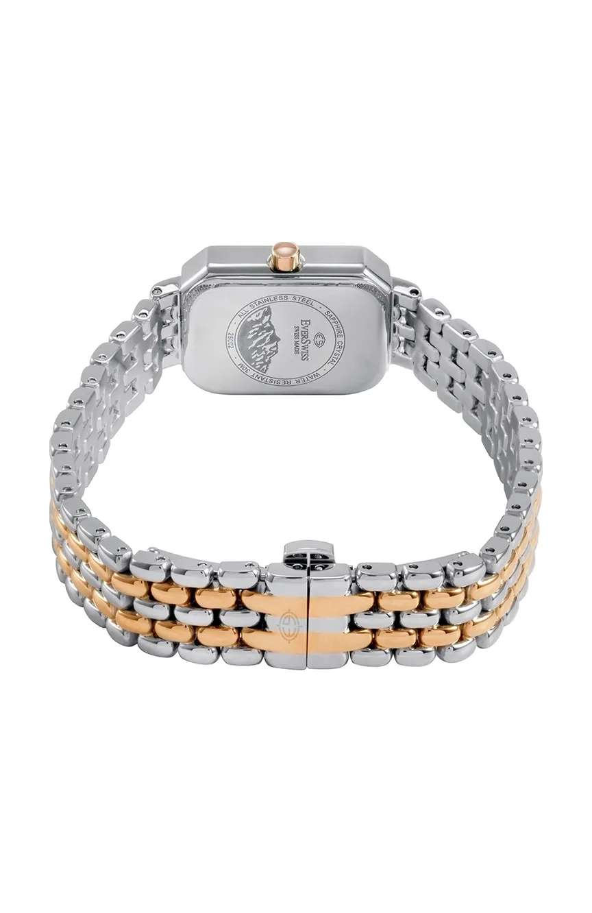 EverSwiss Ladies Silver Rose Gold Stainless Steel watch