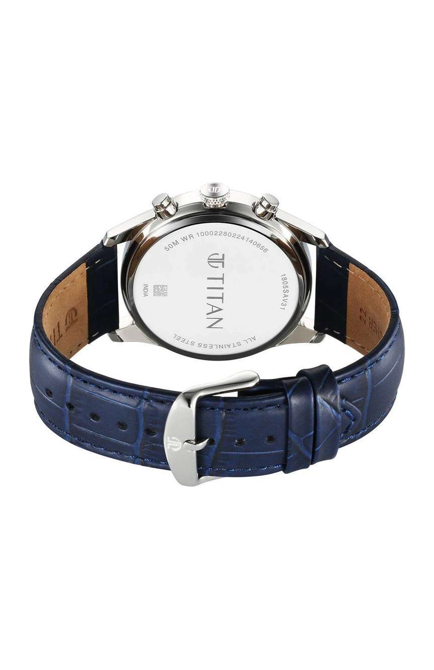 Titan Regalia Opulent Quartz Analog with Day and Date Blue Dial Blue Leather Strap Watch for Men