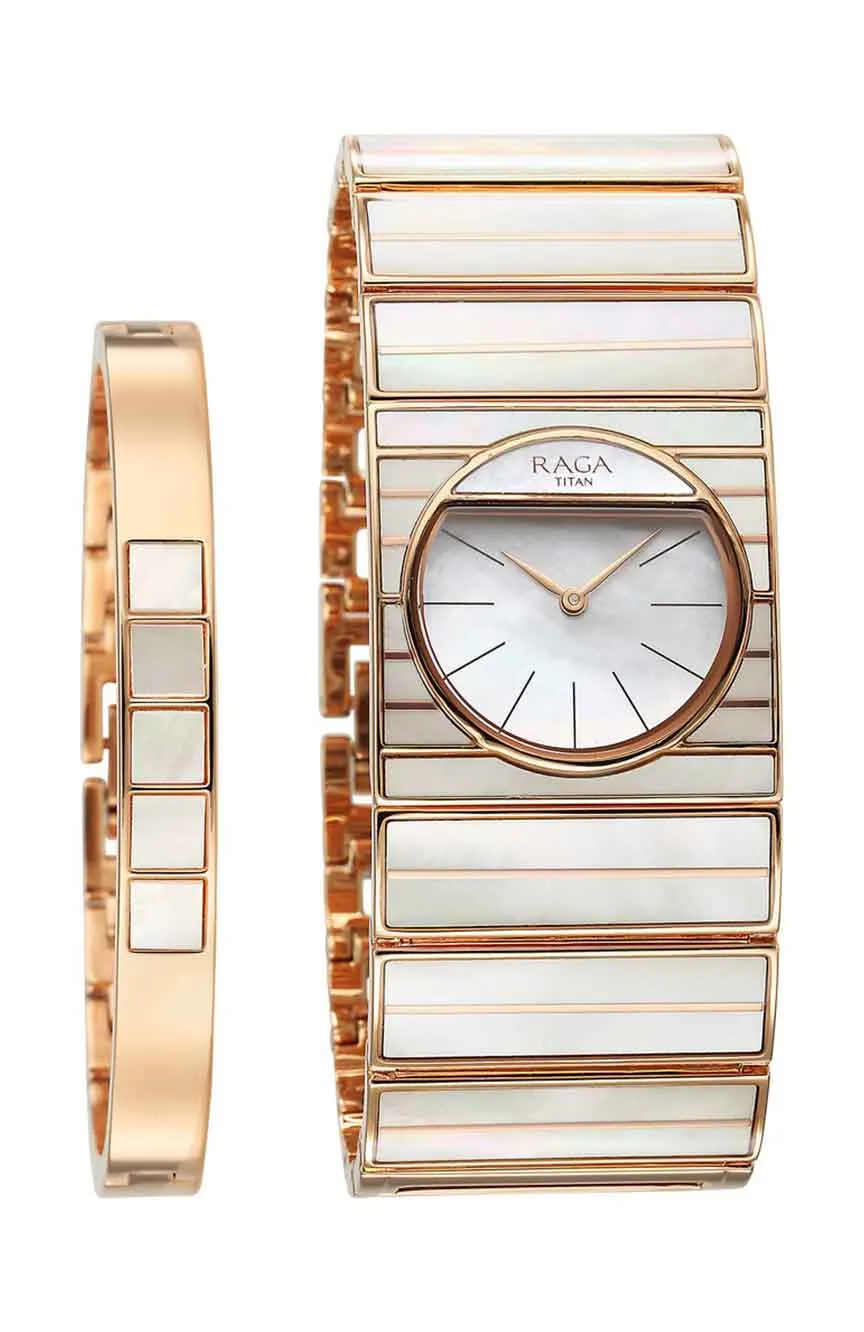 

Titan | Titan Raga Power Pearls Quartz Analog Mother Of Pearl Dial and Strap Watch for Women