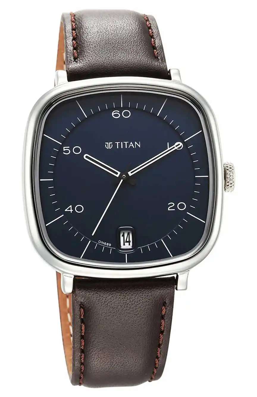 Titan Neo Curve Quartz Analog Anthracite Dial Brown Leather Strap Watch for Men
