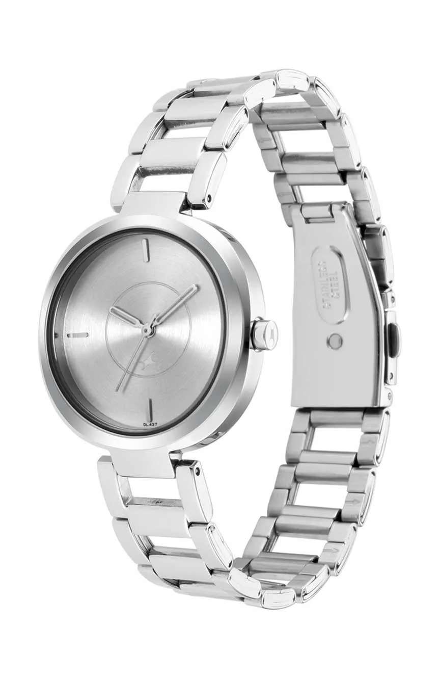 Titan Fastrack Stunners Quartz Analog Silver Dial Metal Strap Watch for Girls
