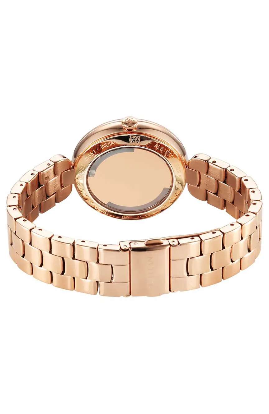 تيتان ساعة تيتان بيربل أبستراكت كوارتز بسوار ستانلس إستيل لون ذهبي وردي للنساء