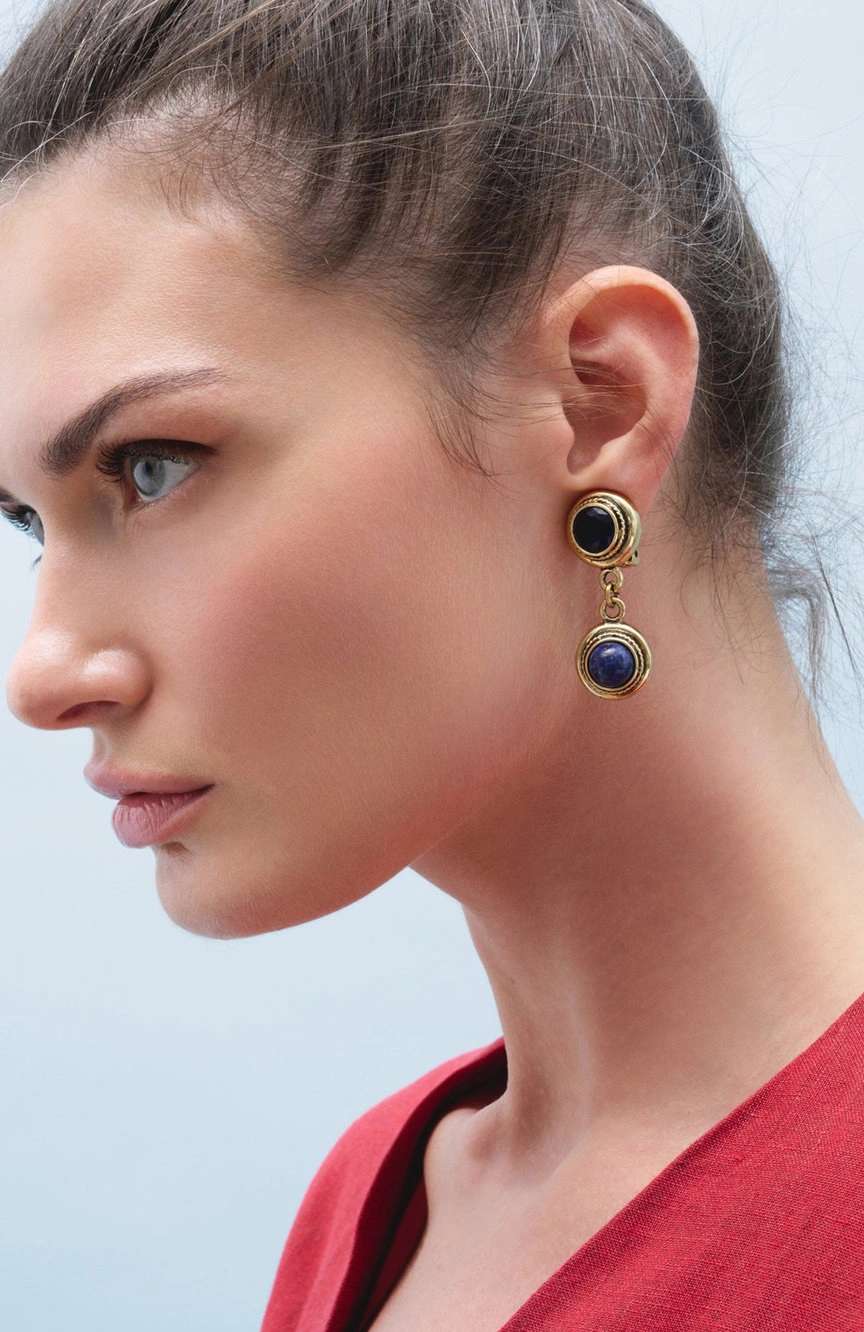 مون ريف Lapis Charm Drop Earrings