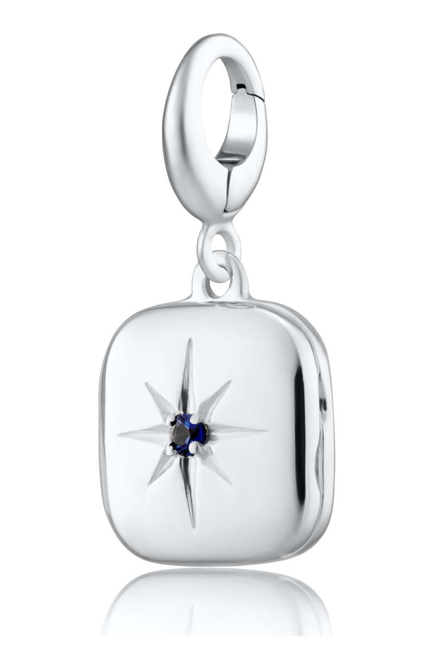 Lily Charmed Silver Star Locket Charm With Blue Stone