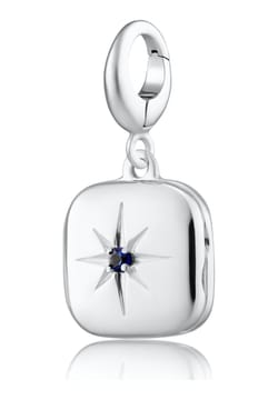 Lily Charmed Silver Star Locket Charm With Blue Stone