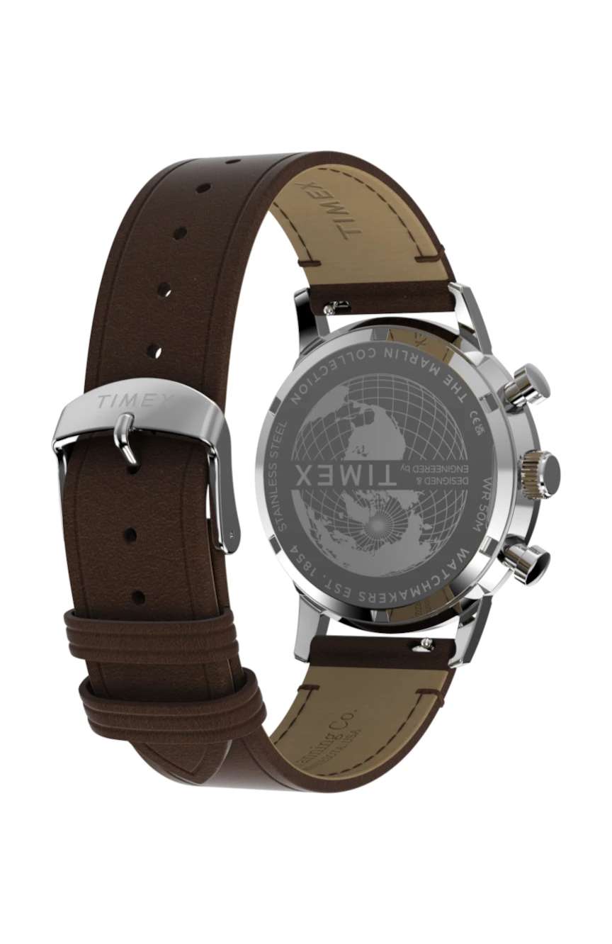 Timex Marlin Chronograph Tachymeter 40mm Leather Strap Watch